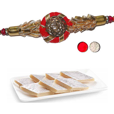 "Zardosi Rakhi - ZR-5290 A (Single Rakhi), 250gms of Kaju Kathili - Click here to View more details about this Product